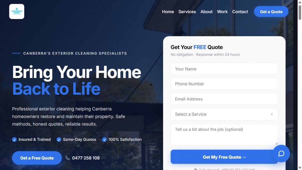Suburban Shine website