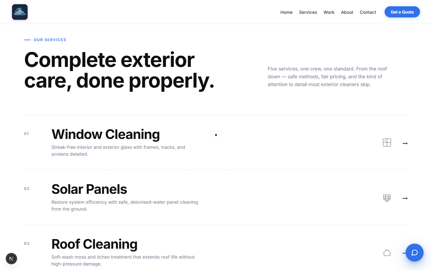 Suburban Shine services page